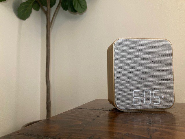 Capello Digital Alarm Clock Sound Machine Wood Grain LED Display Nature Sounds