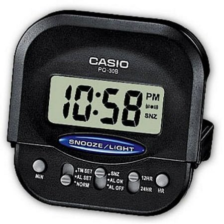 casio compact digital beep black alarm clock pq30b-1
