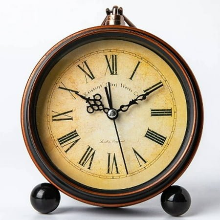 CCOCC Alarm Clock,Distinctive Metal Flower-Hand Clock for Bedroom,Silent Non-Ticking Table Clock with Strong Alarm Ring