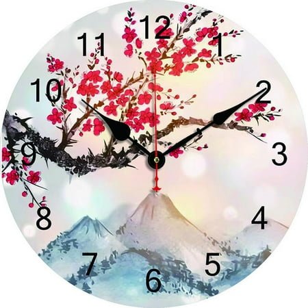 Chinese Style Landscape Painting Wall Clock Kitchen Decor Wall Art Silent Large Round Wall Clocks for Living Room Bedroom Office