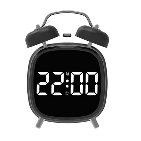 Ciwanning Twin Bells Digital Alarm Clock For Heavy Sleeper Operating Retro Design 3 Adjustment Brightness Progressive Sound