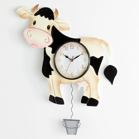Clock Pendulum Country Theme Cow Pig Barn Rooster - Cow