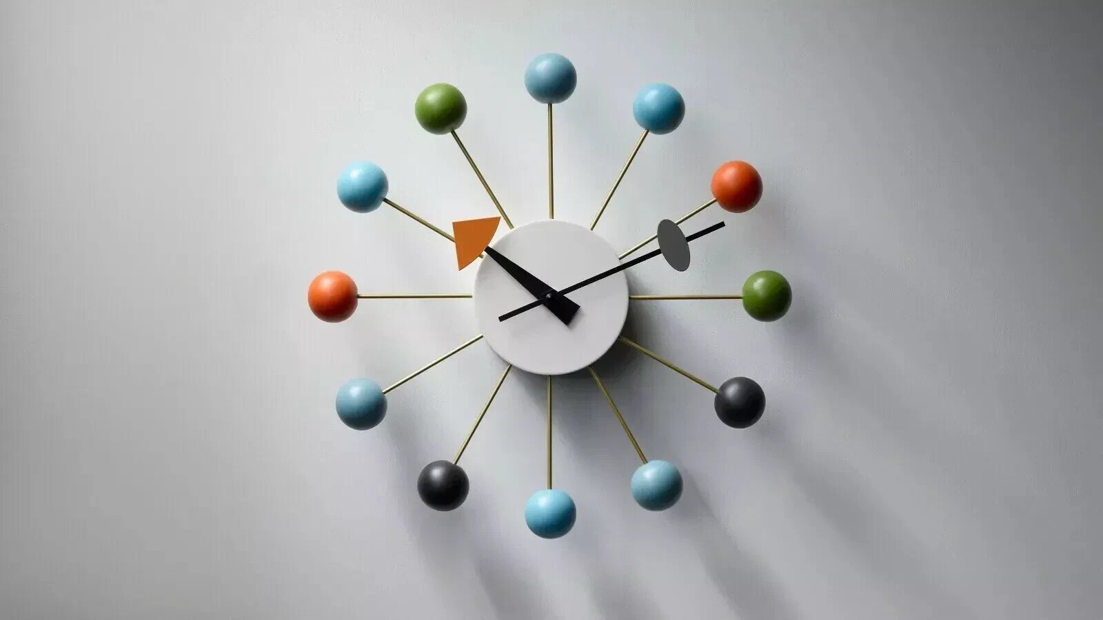 Contemporary Modern Retro Multicolored Antique George Nelson Ball Wall Clock
