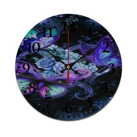 Cosmic Butterfly Wall Clock Modern Design Clocks Wall Hanging Home Office School Clocks Round PVC Wall Clocks