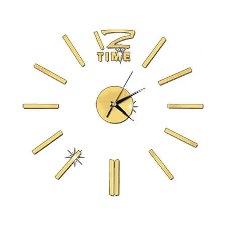 COSMOBETTY 1Pcs Golden Metal Acrylic Square Wall Clock for Living Room Home Decor 50x19.7in