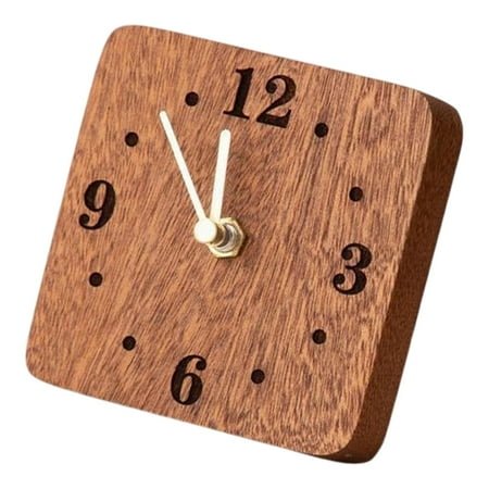 CUTICATE Small Table Decorative Clock, Desk And Shelf Clock, Non -ticed Fashion, Wooden Desk Clock for Wooden Decoration for Decoration Black Walnut