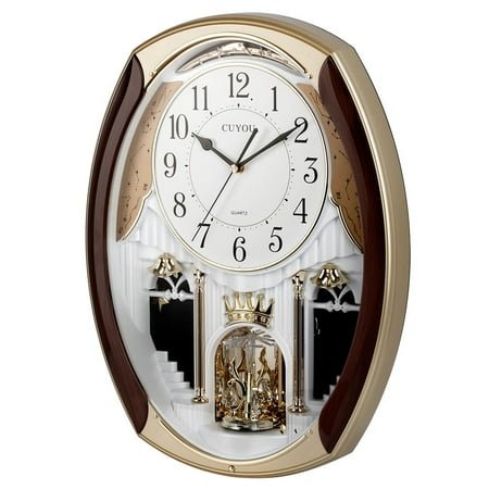CUYOU Musical Motion Chime Wall Clock with Rotating Pendulum, Decorative Wall Clock, 18 Melodies, for Home, Hotel, Library or Church Decor. C80