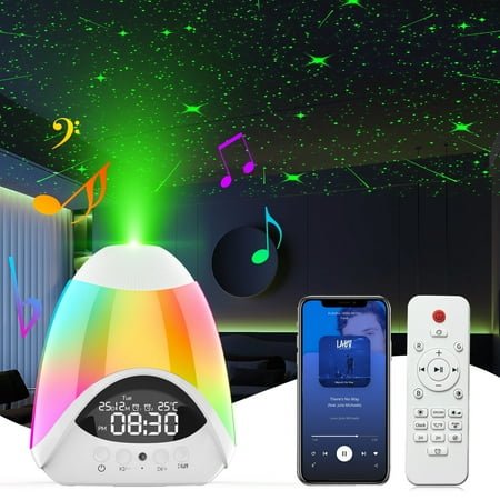 DAYBETTER Star Projector Night Lights, BT Speaker/White Noise Machine, LED Display Alarm Clock for Home Decor, Ceiling Decor, Best Gifts for Kids