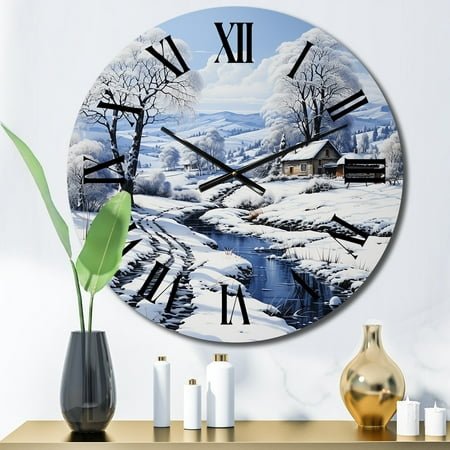 Designart Alpine Majesty French Snowy Peaks V Countryside Oversized Wall Clock
