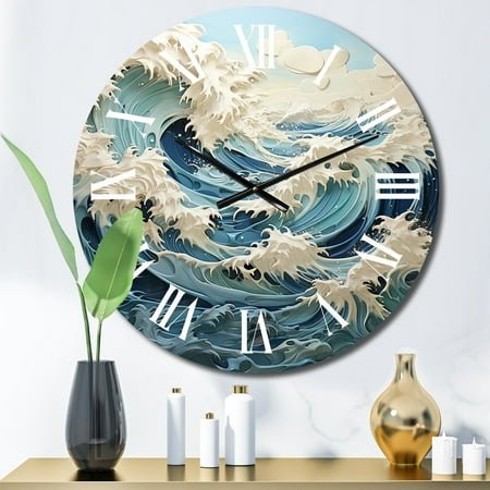 Designart Kinetic Waves in the World of Art I Nautical & Beach Oversized Wall Clock