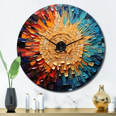 Designart Mosaic of Colorful Vinyl Records I Music Oversized Wall Clock