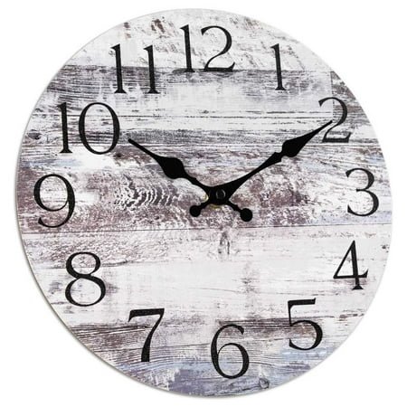 Designice 10” Quartz Rustic Country Kitchen Wall Clock, Battery Operated Mechanism