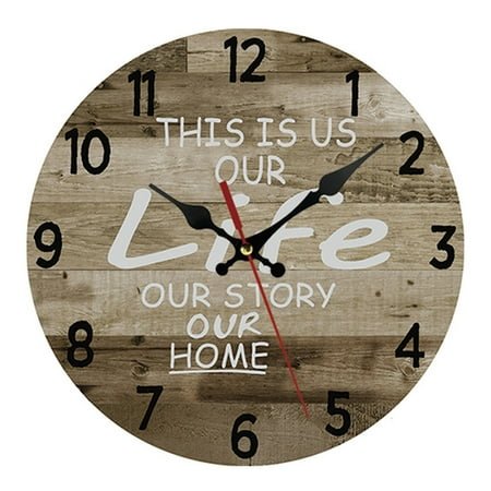 DESIGNICE Wall Clock,Classic Wooden Wall Clock Large Wall Clock,Metal Hands Silent Sweep Small Wall Clock,Style5,12