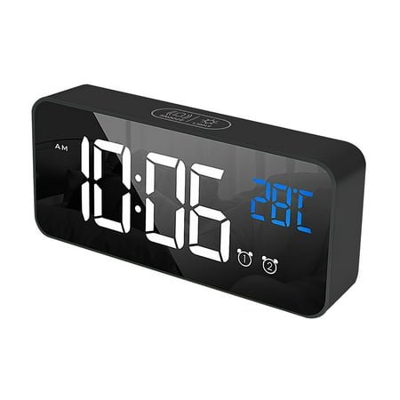 Digital Alarm Clock, Alarm Clock for Bedroom with Smart Night Light, Indoor Temperature, Large LED Display, Battery Operated Desk Clock for Kids Birthday Gifts, Back to School,Kid Student