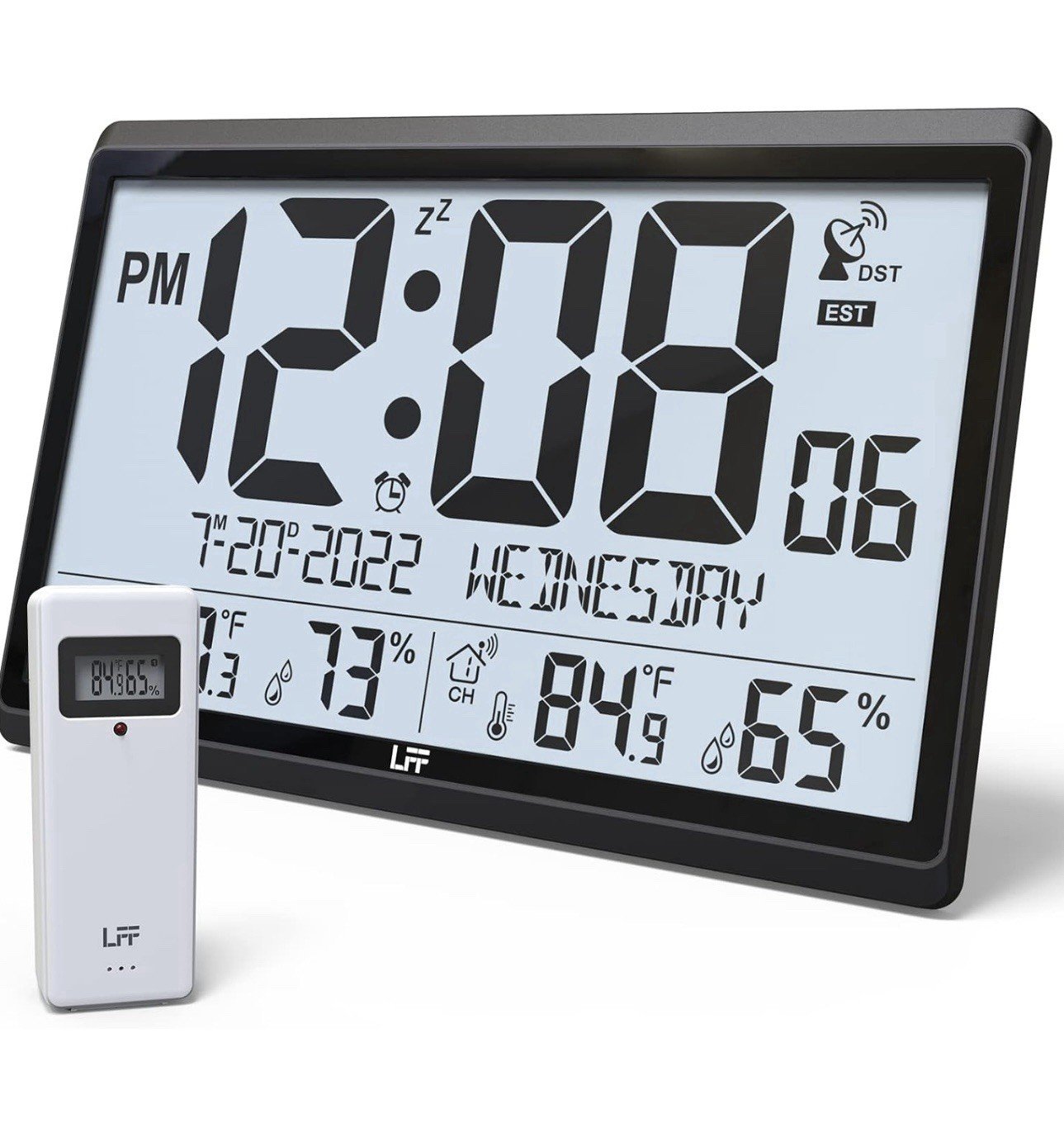 Digital Atomic Wall/Desk Alarm Clock Large Display With Temperature & Humidity