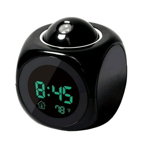 Digital LED Projection Alarm Clock with Voice Talking & Temperature Display - Multifunction Bedside Clock with Ceiling/Wall Projection