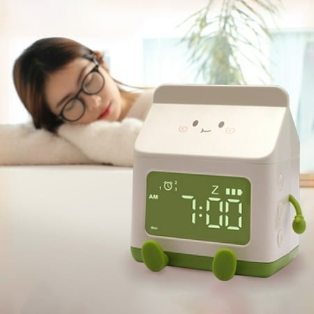 DNHAQB Milk Carton Alarm Clock, Led Display Alarm Clock, Desktop Decorative Digital Clock, Wake-Up Countdown Clock with Data Cable