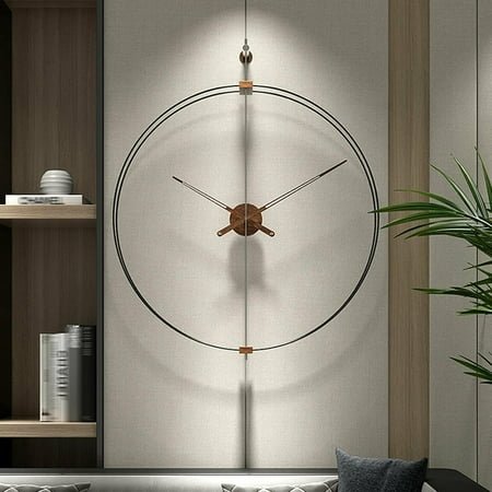 DNYSYSJ Minimalist Metal Wall Clock Double Ring Silent Movement Iron Wall Clock Large Modern European Style Wall Clock
