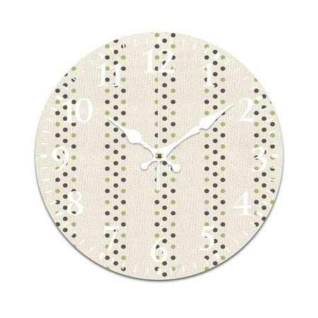 Dots Waves Shades of Green Dots Wall Clock Modern Design Clocks Wall Hanging Home Office School Clocks Round PVC Wall Clocks