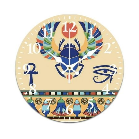 Egyptian Scarab Print Wall Clock Modern Design Clocks Wall Hanging Home Office School Clocks Round PVC Wall Clocks