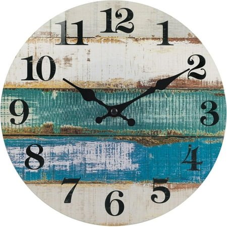 EIKODO-Large Rustic Wall Clocks Battery Operated,Silent Coastal Waterproof Glass Wall Clock for Bathroom Kitchen Living Room Pool Patio Garden(14 Inch)