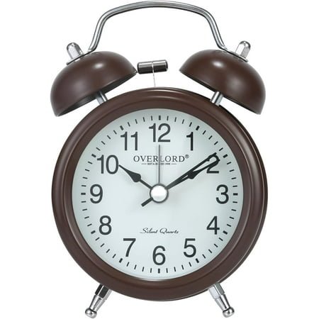 EIKODO-Professional Grade Metal Alarm Clock u2013 Silent Operation, Military Time Accuracy, Built-in Night Light & Retro Bell Sound