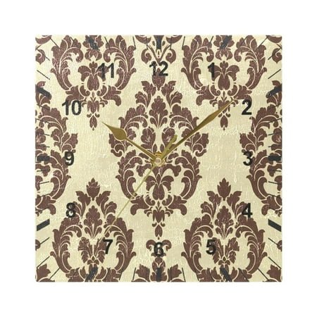 Elegant Damask Pattern Wall Clock Battery Operated Silent Non-Ticking Bedroom Office Kitchen Home School Decor 7.8(Gold)