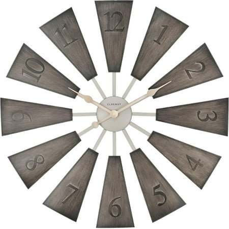 Farmhouse Windmill Decor 30 Inch Wall Clock,DIY Adjustable Size 24/26/28/30/32,Oversized Large Wall Clocks for Living Room Decor,Wall Art,Wall Decor, Plastic,Grey Oak Finish