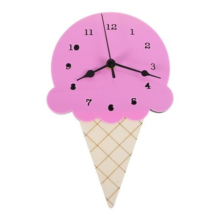 FRCOLOR Ice Cream Shaped Cartoon Wall Clock For Kids Bedroom Nordic Style Silent Clock Cute Decorative Hanging Clock For Children'S Room