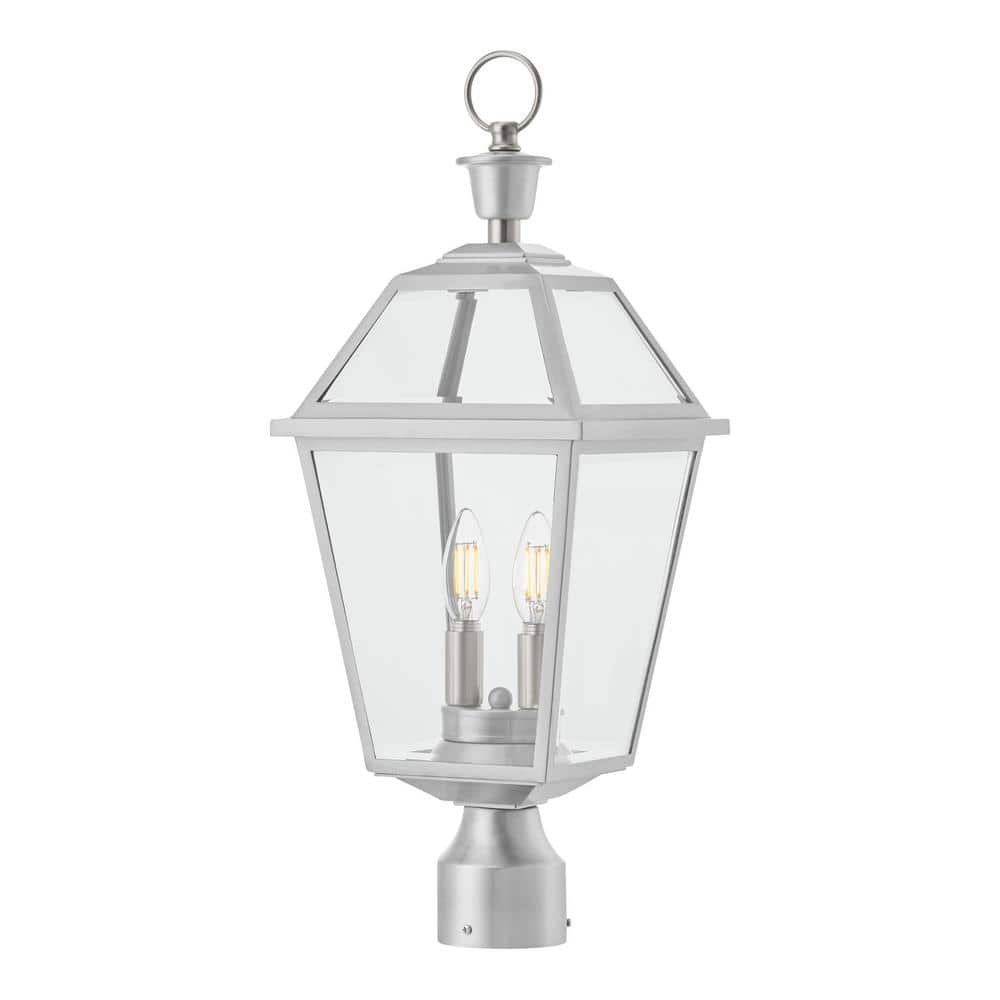 Glenneyre 22.5 in. W 2-Light Stainless French Quarter Gas Style Outdoor Post...