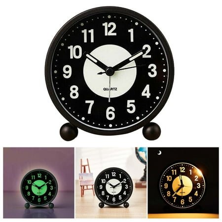 Glow-in-the-Dark Non-Ticking Alarm Clock for Bedroom Decor
