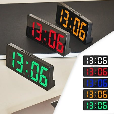 Gmluru Clocks For Bedroom Digital Alarm Clock Simples LED Large Digital Display Fashion Alarm Clock Fully Functional Desktop Bedside Study Kitchen Clock Black Frame