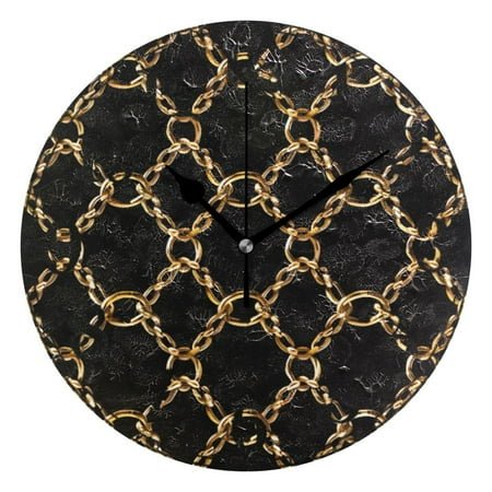 Golden Chains Silent Wall Clock 10 Non-Ticking Battery Clock