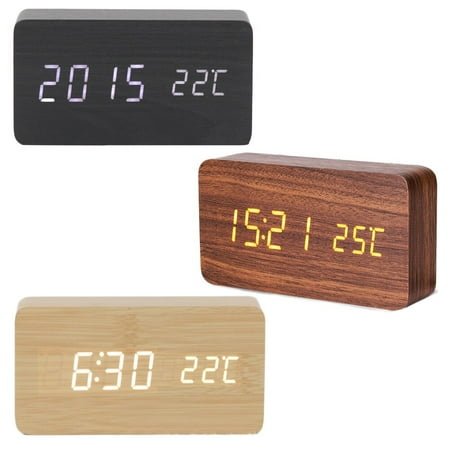 HEATSHAKING 1Set Modern Design Rectangular Wooden Electric Alarm Clock With Time Display For Home Furniture