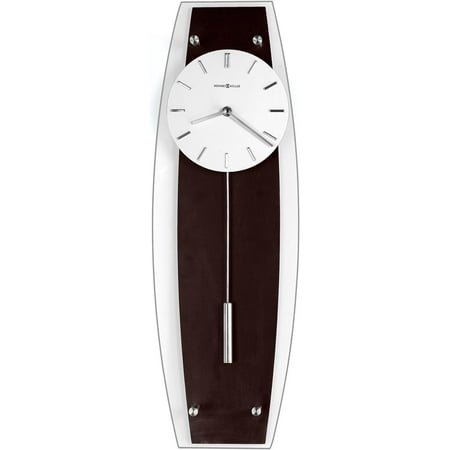 Howard Miller Cyrus Wall Clock, Espresso Finish Cylindrical Pendulum Quartz Movement, White Analog Display with Flat Glass Battery Operated Perfect for Home Decor, Living Room & Office