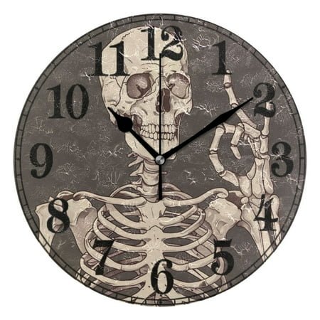 Human Skeleton Silent Wall Clock 10 Non-Ticking Battery Clock