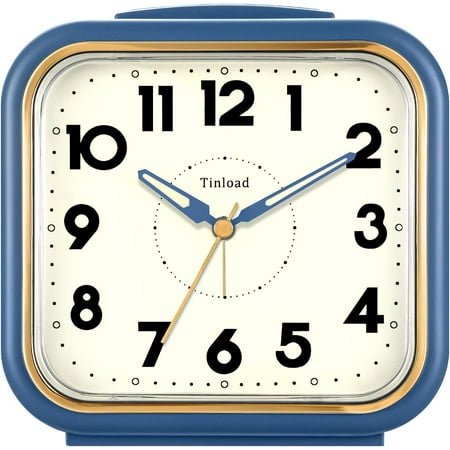 HYKE 5.5 Extra Large Analog Alarm Clock u2022 Silent Non Tic u2022 Gentle Wake u2022 Beep Sounds u2022 Increg Volume u2022 Battery Operated e and Manual Light u2022 Retro Blue