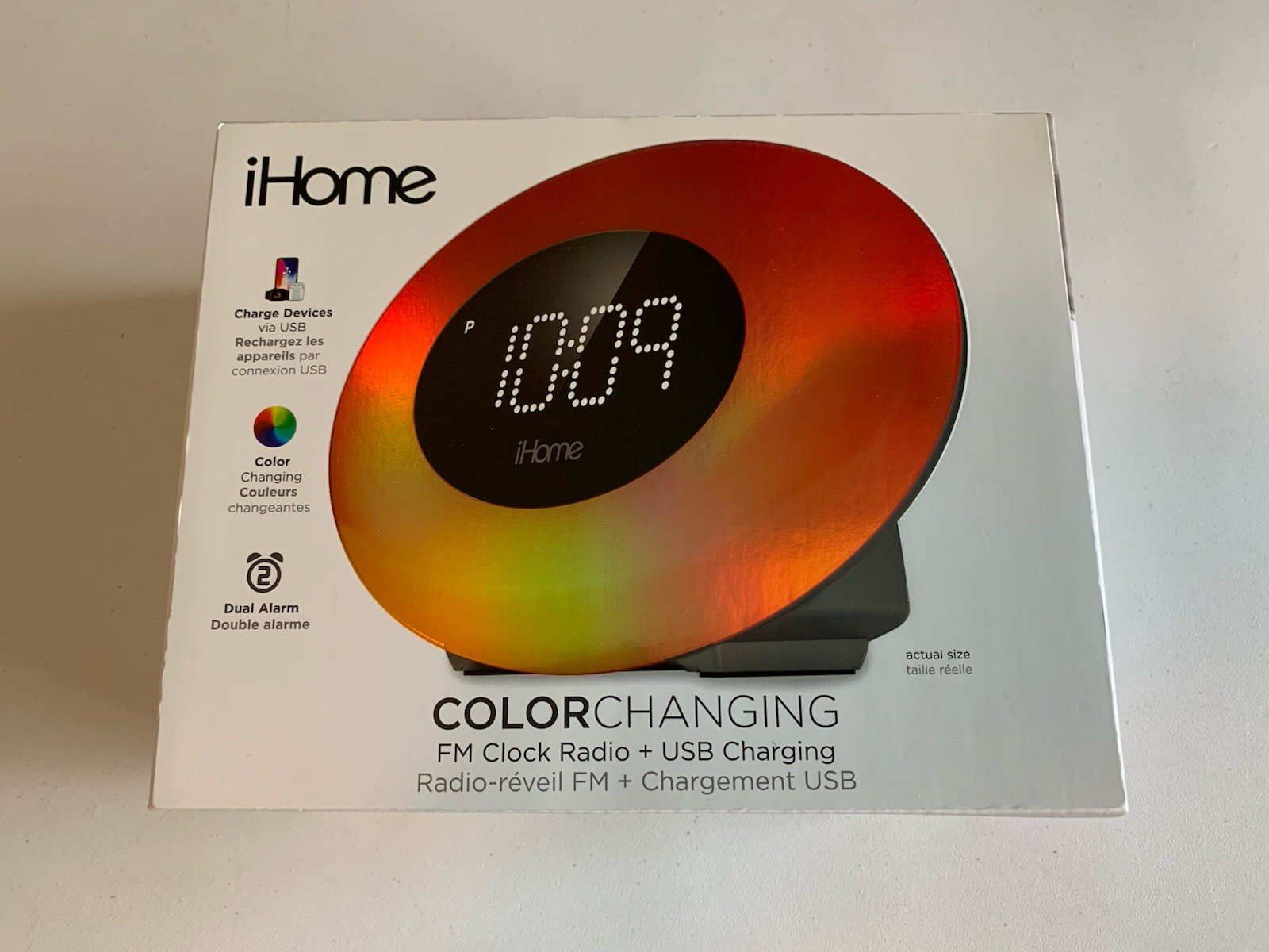 iHome FM Color Changing Alarm Clock Radio with USB Port