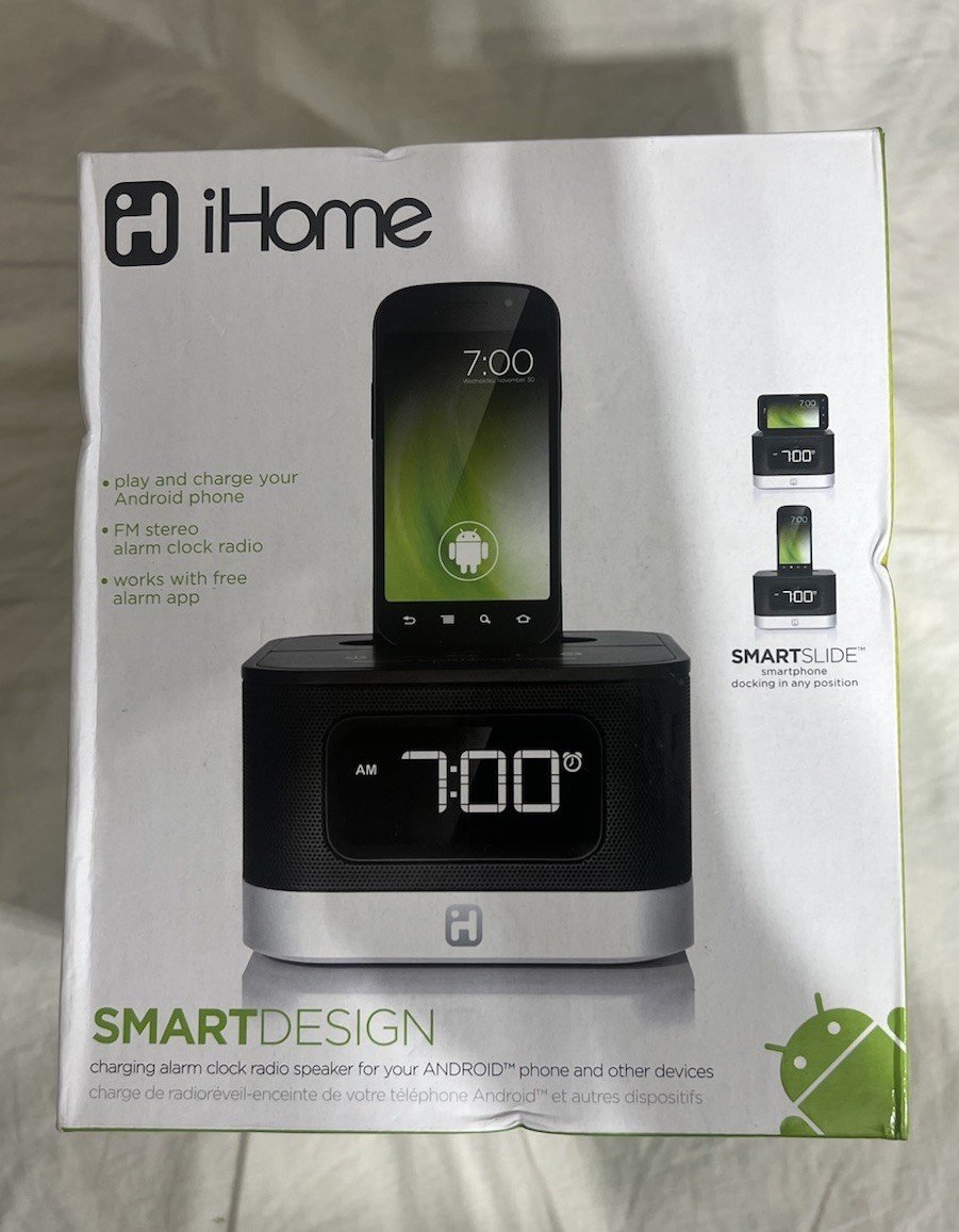 iHome iC50 FM Stereo Alarm Clock Radio Dock for Android Phones USB Charging