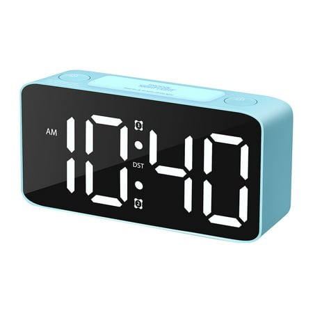 JIhuahe Extra Loud Alarm Clock for Heavy Sleepers with 7 Color Night Light, Digital Clock with USB Charger, Adjustable Volume, Bedside Clock for Adults, Elderly, and Deep Sleepers,Light Blue