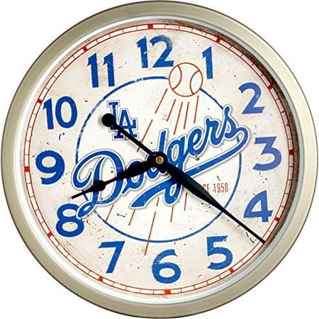 JUSTIME 12 inch Quality Metal Brushed, Brooklyn Dodgers Clock, Silent Non Ticking Wall Clock, Home Decor (WM12-DGS-RB Retro Bronze)