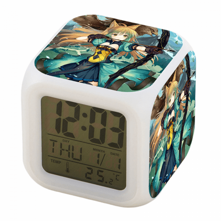 JUSTUP Alarm Clock For Kids, Digital Alarm Clock Cube Wake Up Clocks With 4 Sided Fate Pattern Soft LED Colorful Night Light Large Display Ascending Sound （Pattern 24）
