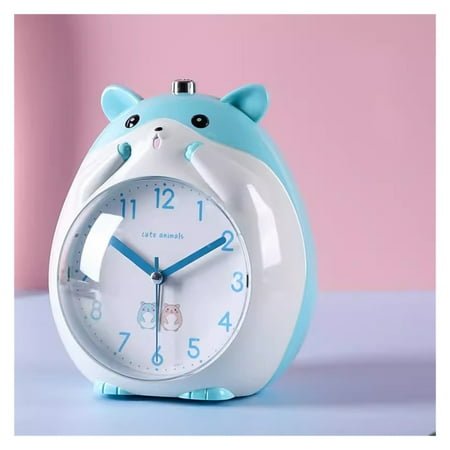Kids Alarm Clock Round Analog Desk Clock Cartoon Animal Silent Non Ticking, Backlight, Battery Operated for Bedroom