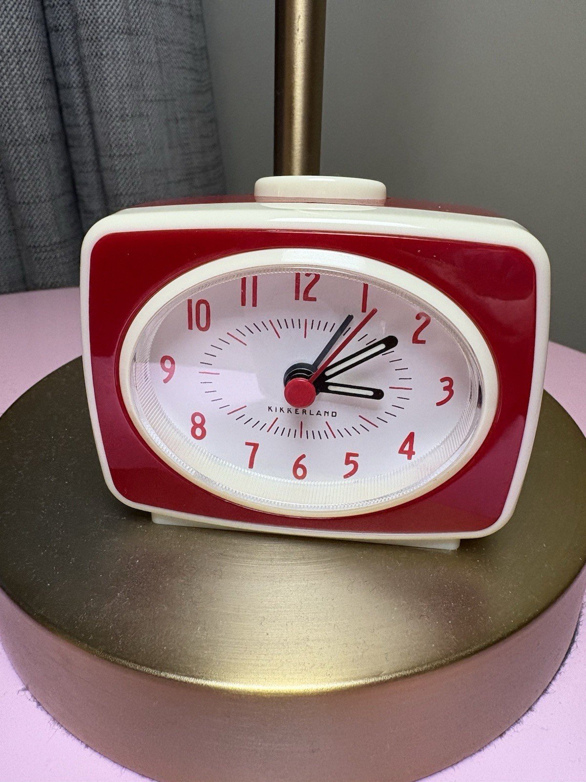 Kikkerland Red Vintage Modern Clock With Alarm