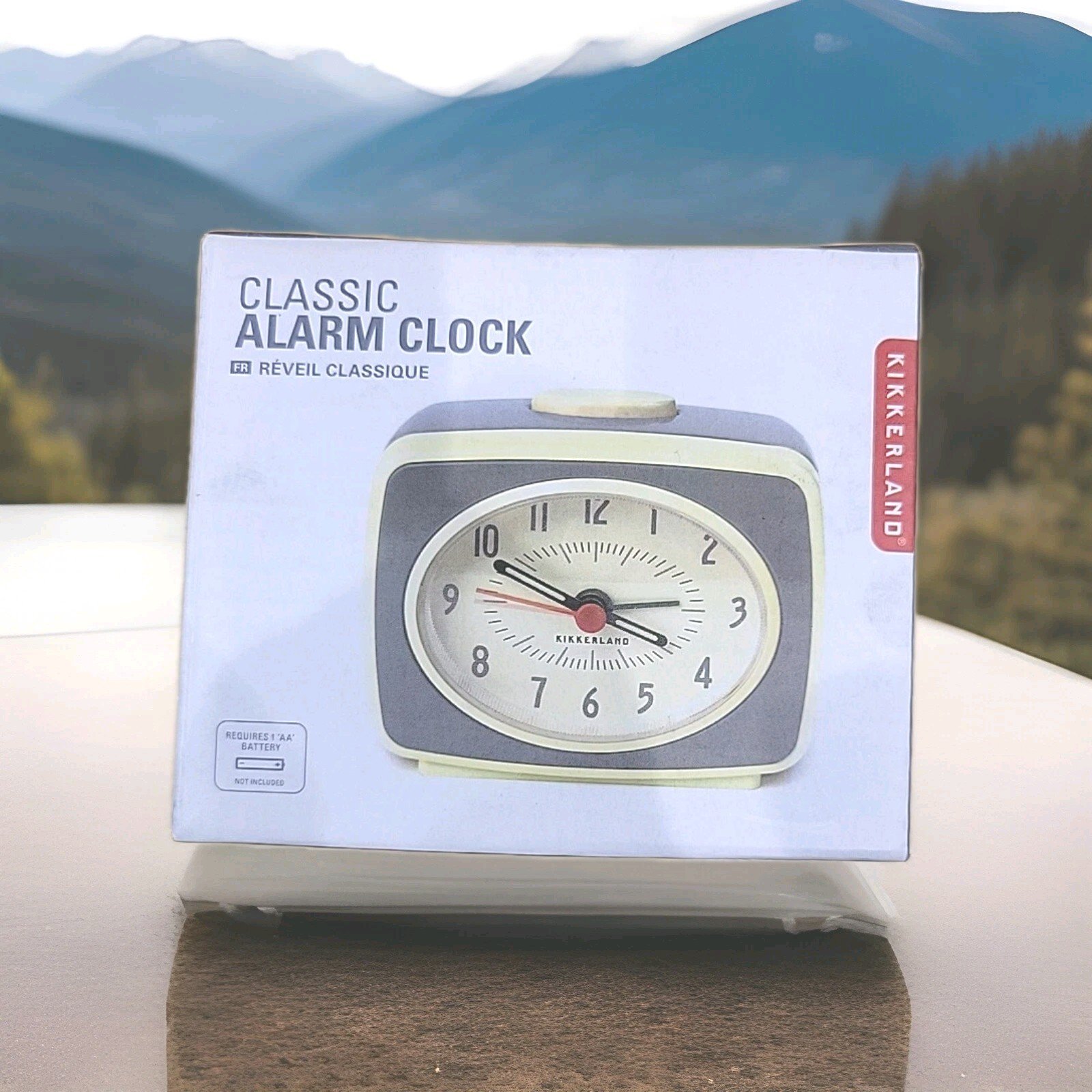 Kikkerland SMALL Alarm Clock Vintage Old Time Classic Style Hands . GREY.