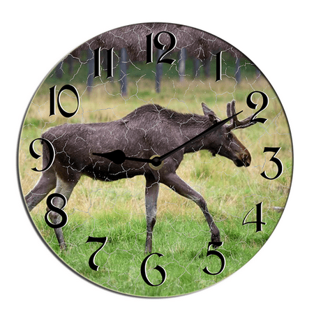 Kurmntregon Moose Wall Clock Wildlife Forest Silent Non Ticking Decorative Clock For Living Room, Kitchen, Home,Bathroom, Bedroom, Office Or School Shop Hotel Round 10