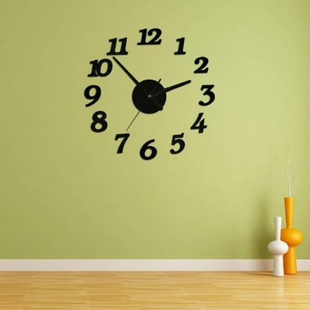LABSERRON 1Pcs 15.2in Diameter Black EVA Metal Round Frameless Creative Design Modern Wall Clock for Home