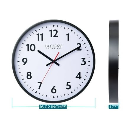 La Crosse Clock 16 Inch Commercial Silent Quartz Analog Wall Clock, 404-3841-INT