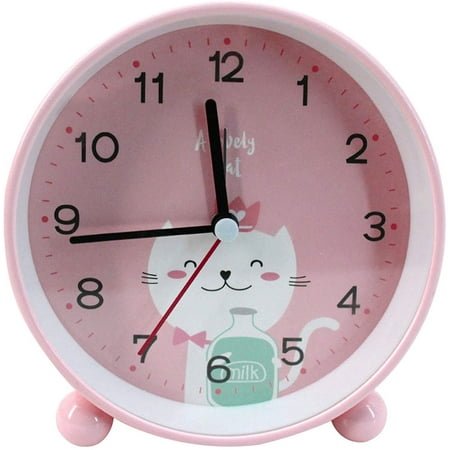 LANFENG Non-Ticking Desk Clock with Cute Cartoon Owl Design, Loud Bell Alarm and Soft Night Light for or Office Use