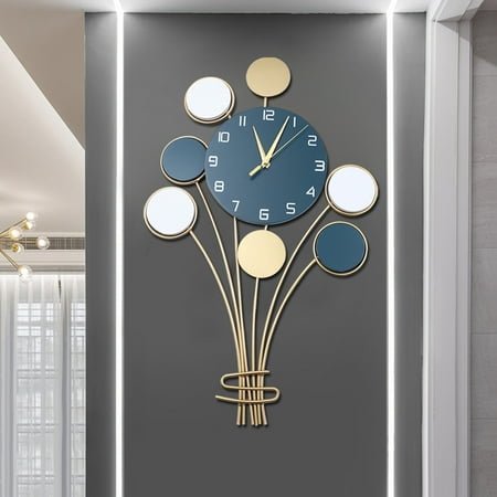 Large Wall Clocks Gold Metal Balloon Wall Clocks Living Room Design Iron Quartz Analog Watch Clock for Living Room, Bedroom, Study Room
